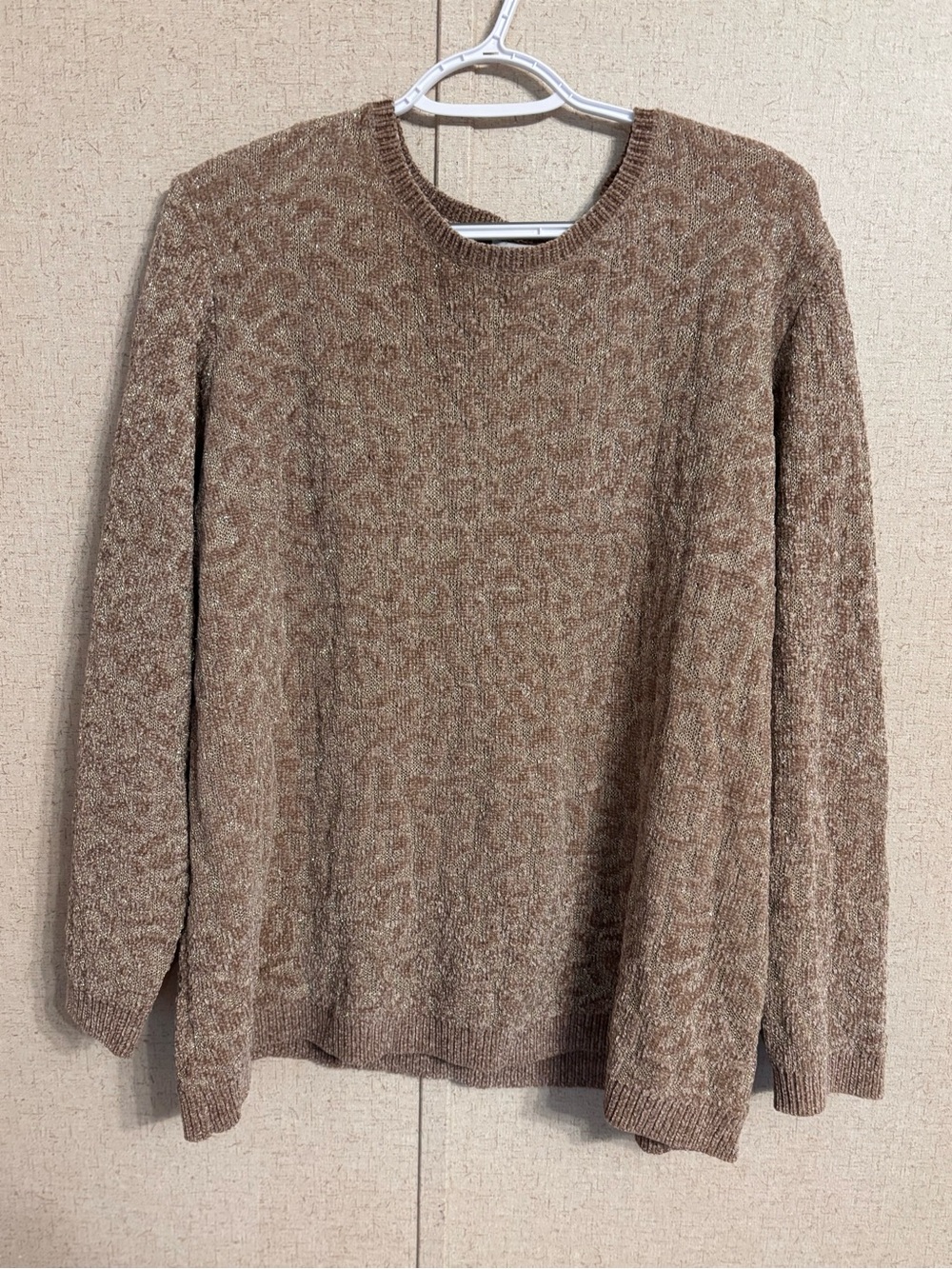 Alfred Dunner Tan Heathered Knit Crewneck Sweater 1x
